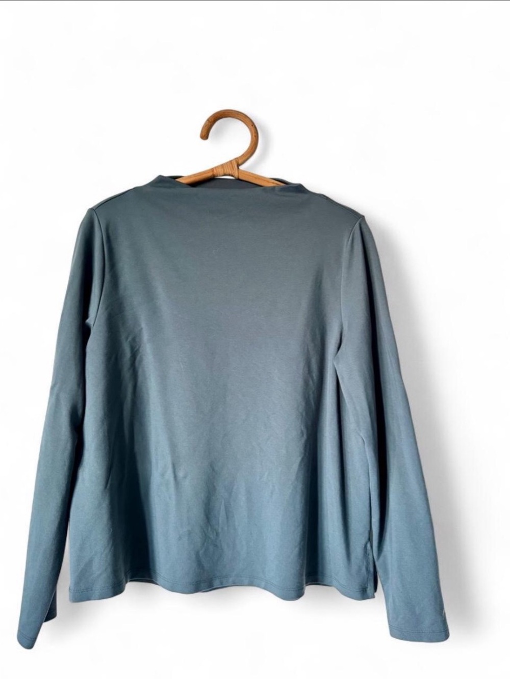 Eileen Fisher Flex Ponte Slate Blue Mock Neck Top M Officecore Clean Girl $148